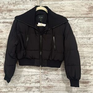 Black quilted crop jacket